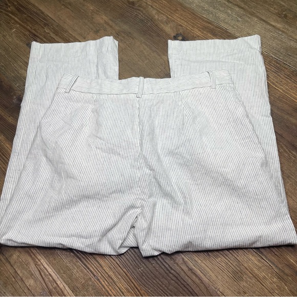 Mango MNG Straight Leg Striped Cotton Linen Pants Size 8 - Picture 9 of 12